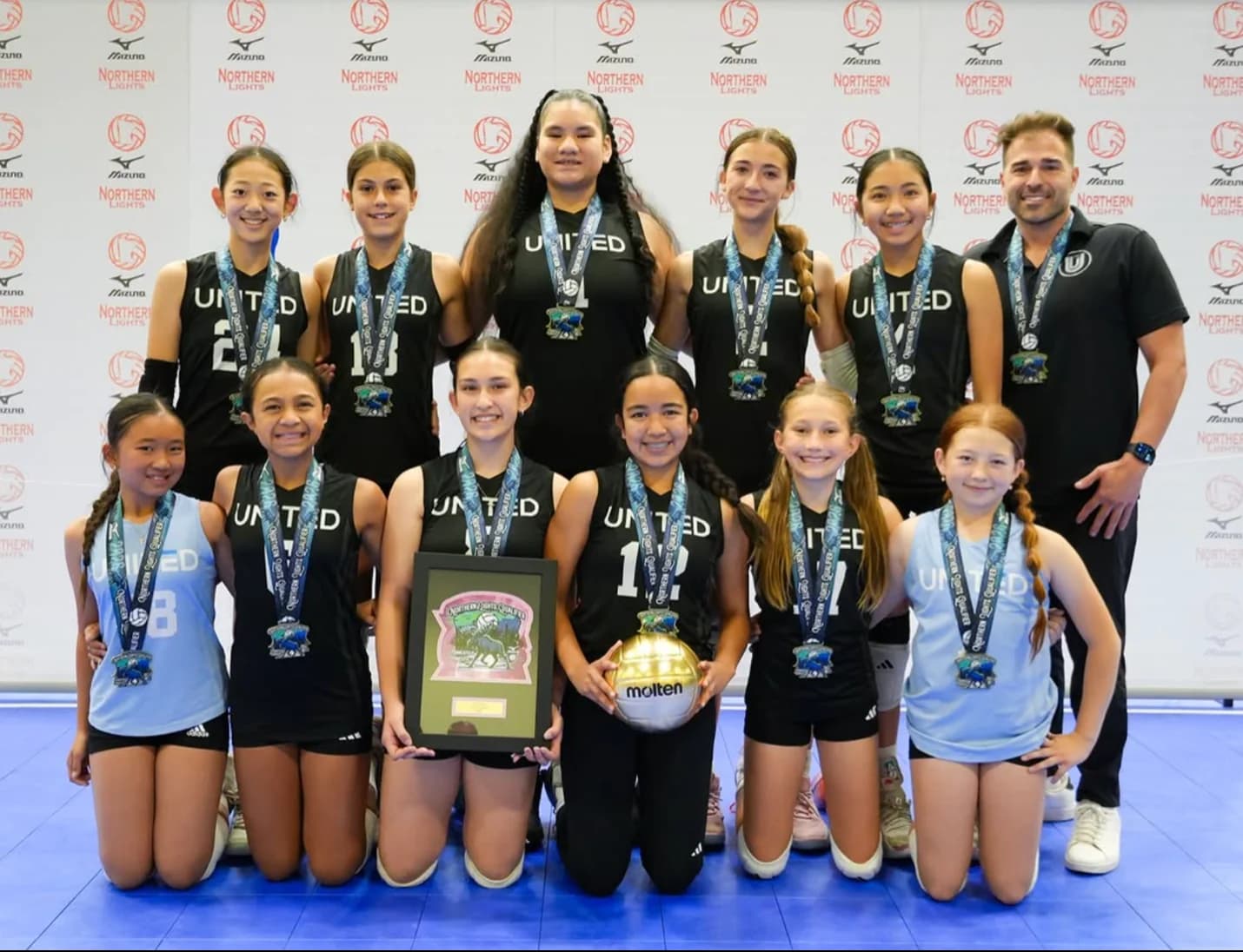 United TX championship team photo with Northern tournament medals
